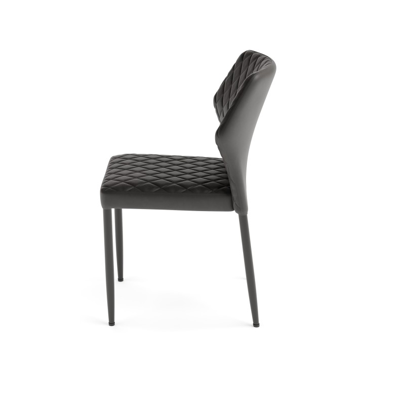 Veba - Louis chaise empilable Noir revêtement en cuir synthétique ignifuge