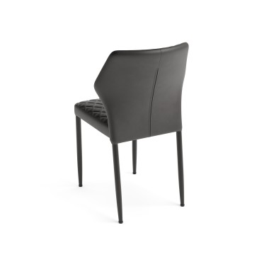 Veba - Louis chaise empilable Noir revêtement en cuir synthétique ignifuge