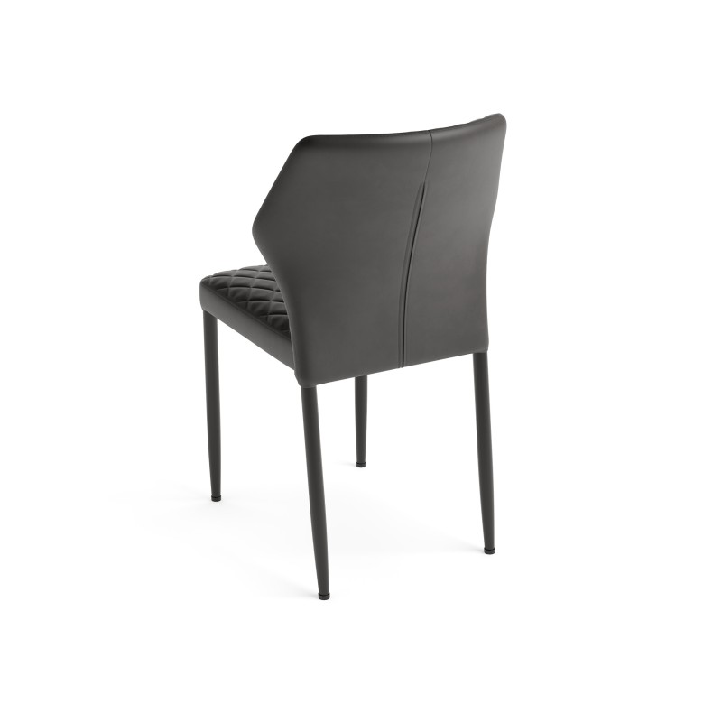 Veba - Louis chaise empilable Noir revêtement en cuir synthétique ignifuge
