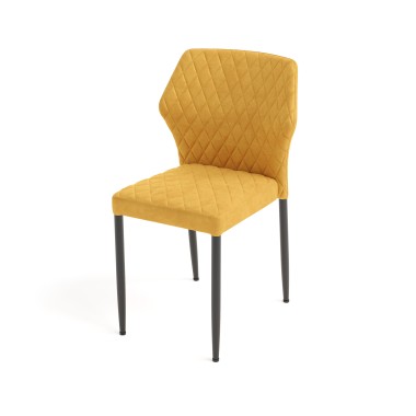 Veba - Louis chaise empilable Jaune revêtement en velours ignifuge
