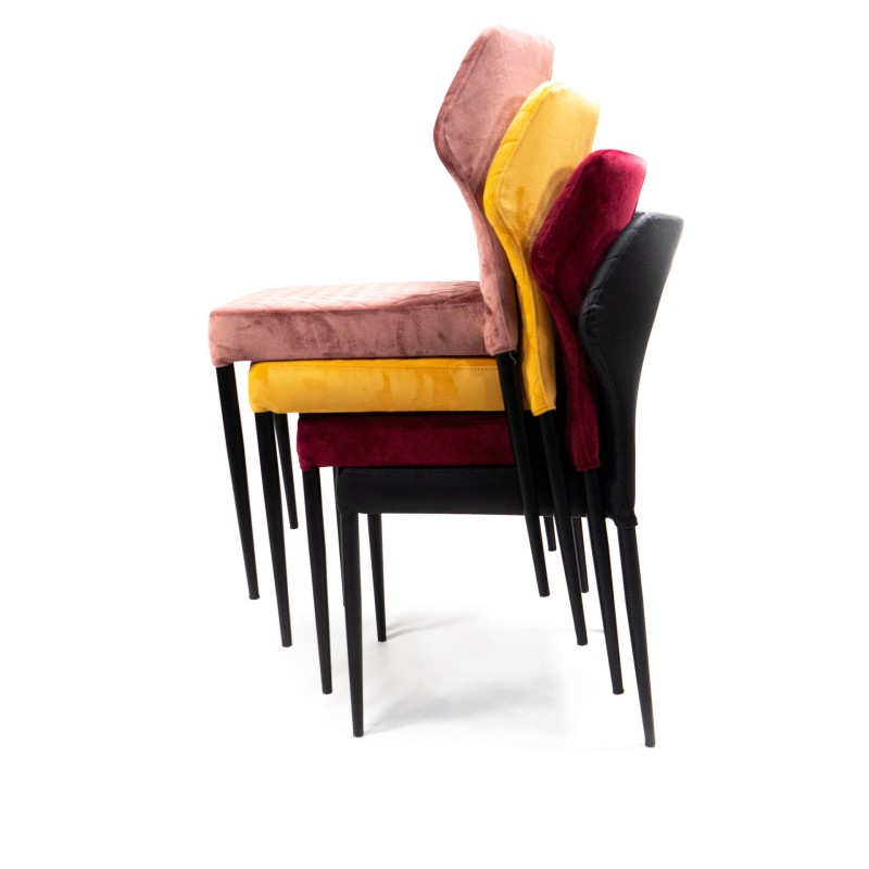 Veba - Louis chaise empilable Jaune revêtement en velours ignifuge
