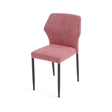 Veba - Louis chaise empilable Rose revêtement en velours ignifuge