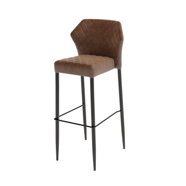 Veba - Louis tabouret de bar Cognac revêtement en cuir synthétique ignifuge