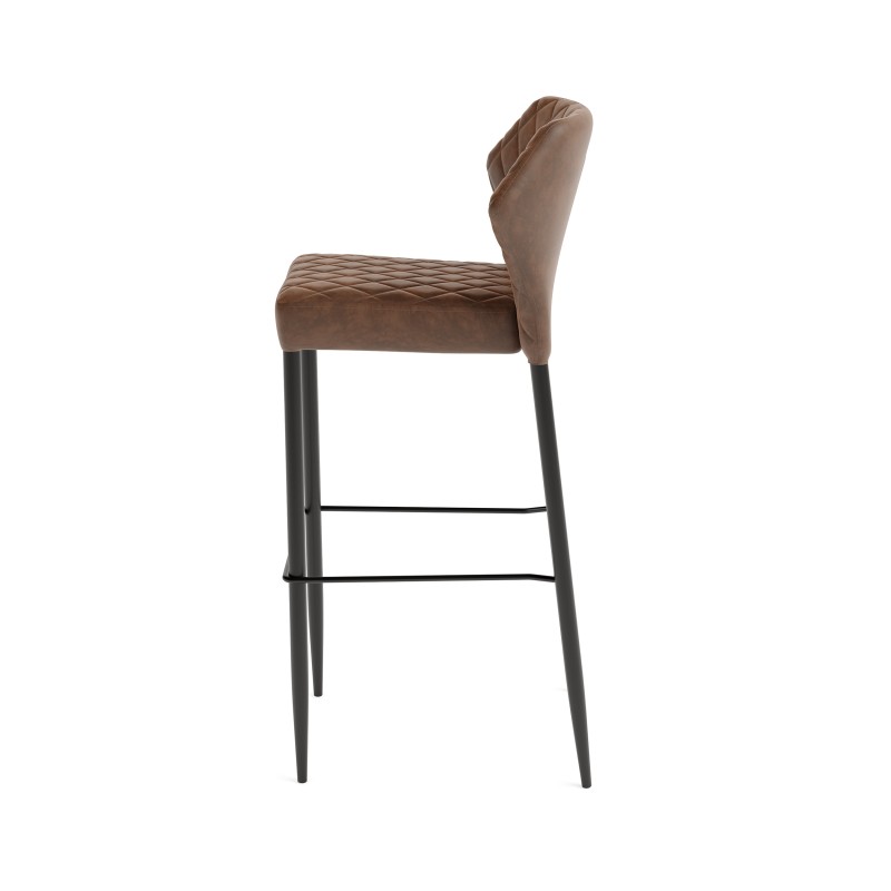 Veba - Louis tabouret de bar Cognac revêtement en cuir synthétique ignifuge
