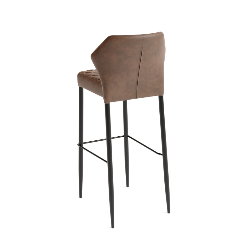 Veba - Louis tabouret de bar Cognac revêtement en cuir synthétique ignifuge