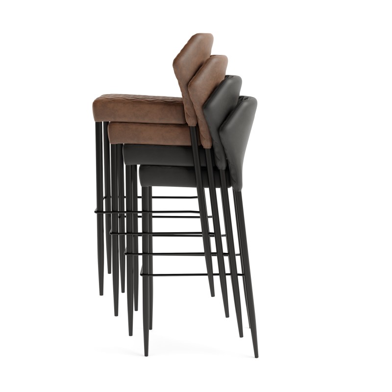 Veba - Louis tabouret de bar Cognac revêtement en cuir synthétique ignifuge