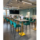 Veba - Louis tabouret de bar Vert revêtement en velours ignifuge
