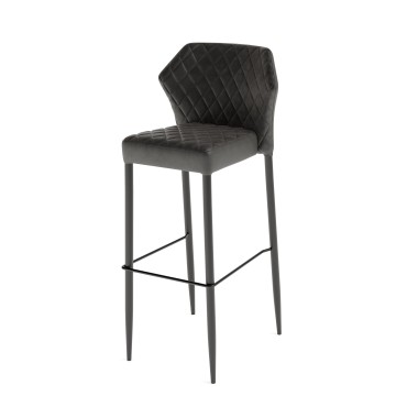 Veba - Louis tabouret de bar Noir revêtement en cuir synthétique ignifuge