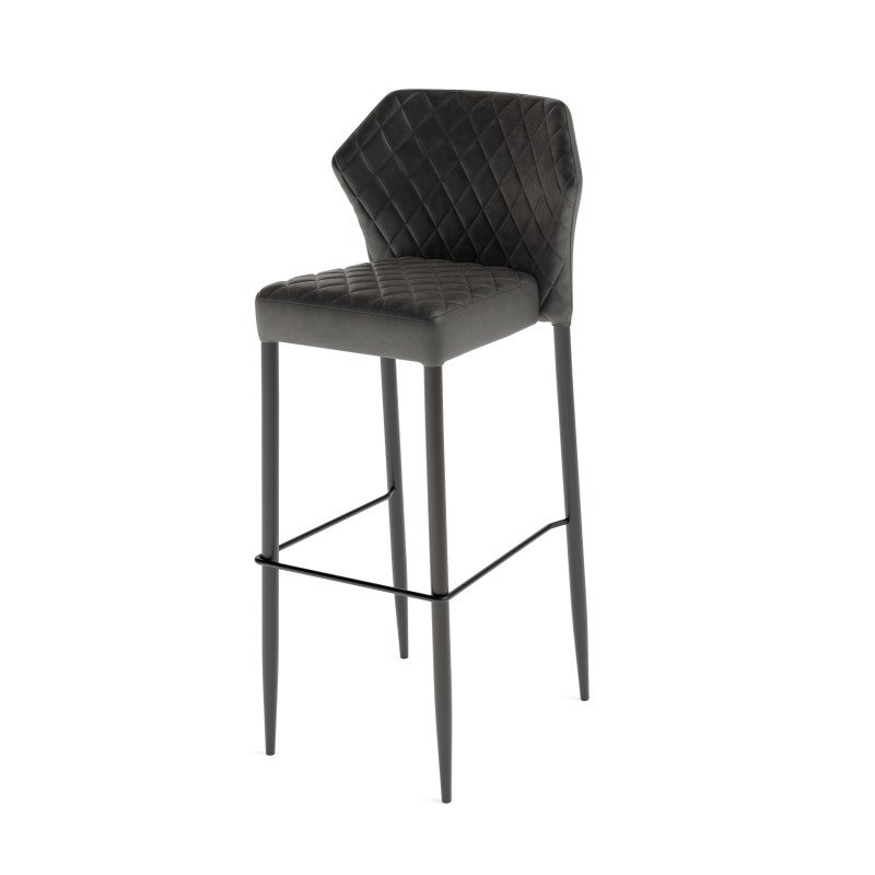 Veba - Louis tabouret de bar Noir revêtement en cuir synthétique ignifuge