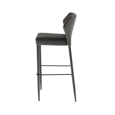 Veba - Louis tabouret de bar Noir revêtement en cuir synthétique ignifuge