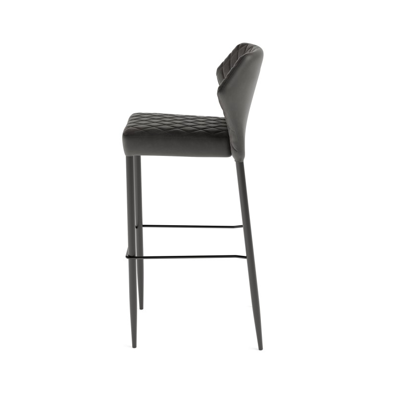 Veba - Louis tabouret de bar Noir revêtement en cuir synthétique ignifuge