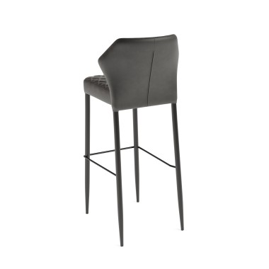 Veba - Louis tabouret de bar Noir revêtement en cuir synthétique ignifuge