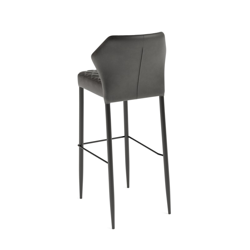 Veba - Louis tabouret de bar Noir revêtement en cuir synthétique ignifuge