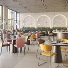 Veba - Louis tabouret de bar Jaune revêtement en velours ignifuge