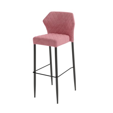 Veba - Louis tabouret de bar Rose revêtement en velours ignifuge