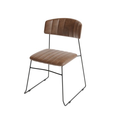 Veba - Mundo chaise empilable Cognac revêtement en cuir synthétique, ignifuge