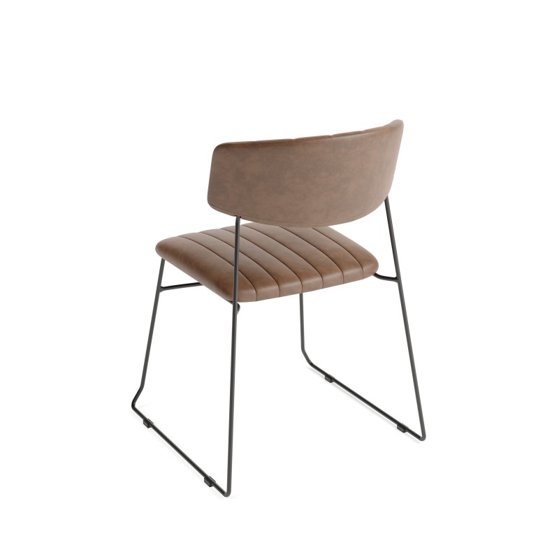 Veba - Mundo chaise empilable Cognac revêtement en cuir synthétique, ignifuge