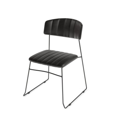 Veba - Mundo chaise empilable Noir revêtement en cuir synthétique ignifuge