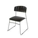 Veba - Mundo chaise empilable Noir revêtement en cuir synthétique ignifuge