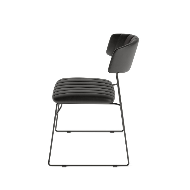 Veba - Mundo chaise empilable Noir revêtement en cuir synthétique ignifuge