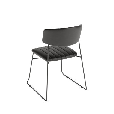 Veba - Mundo chaise empilable Noir revêtement en cuir synthétique ignifuge
