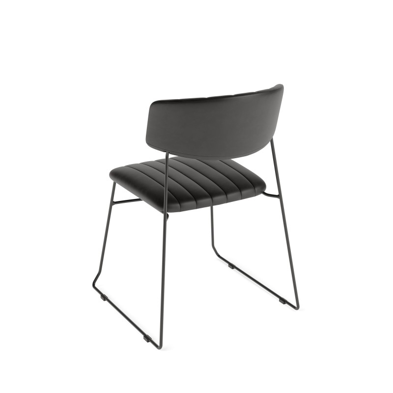 Veba - Mundo chaise empilable Noir revêtement en cuir synthétique ignifuge