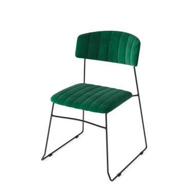 Veba - Mundo chaise empilable Vert revêtement en velours ignifuge