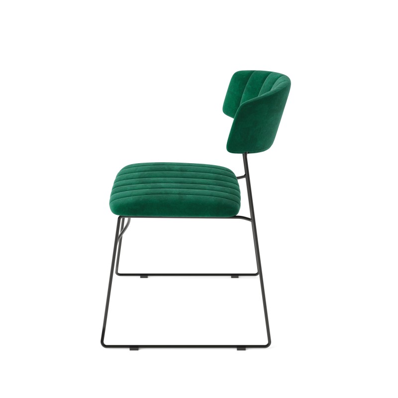 Veba - Mundo chaise empilable Vert revêtement en velours ignifuge