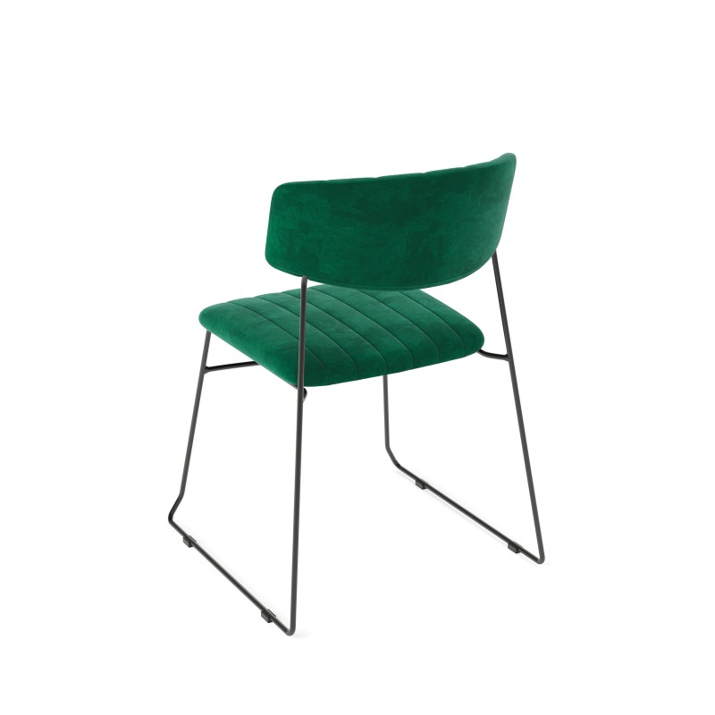 Veba - Mundo chaise empilable Vert revêtement en velours ignifuge