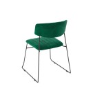 Veba - Mundo chaise empilable Vert revêtement en velours ignifuge