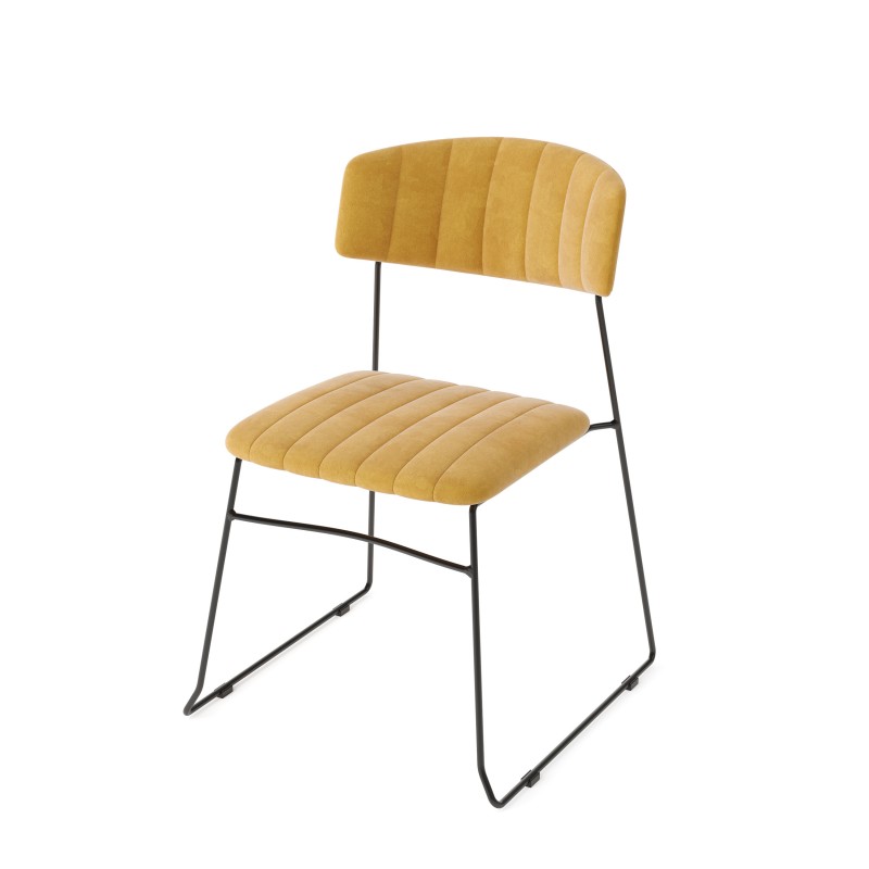 Veba - Mundo chaise empilable Jaune revêtement en velours ignifuge