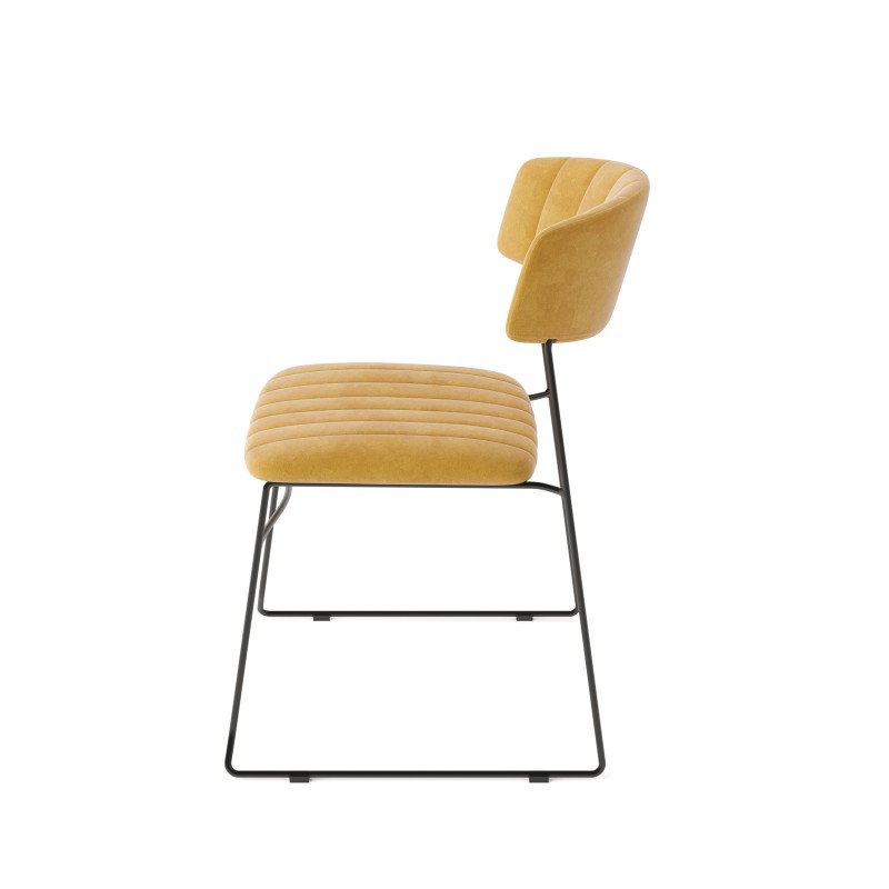 Veba - Mundo chaise empilable Jaune revêtement en velours ignifuge