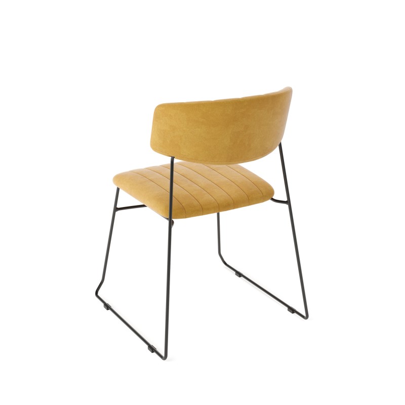 Veba - Mundo chaise empilable Jaune revêtement en velours ignifuge