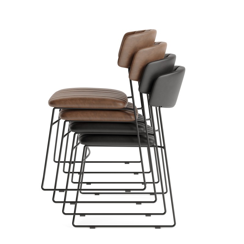Veba - Mundo chaise empilable Jaune revêtement en velours ignifuge