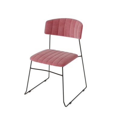 Veba - Mundo chaise empilable Rose revêtement en velours ignifuge