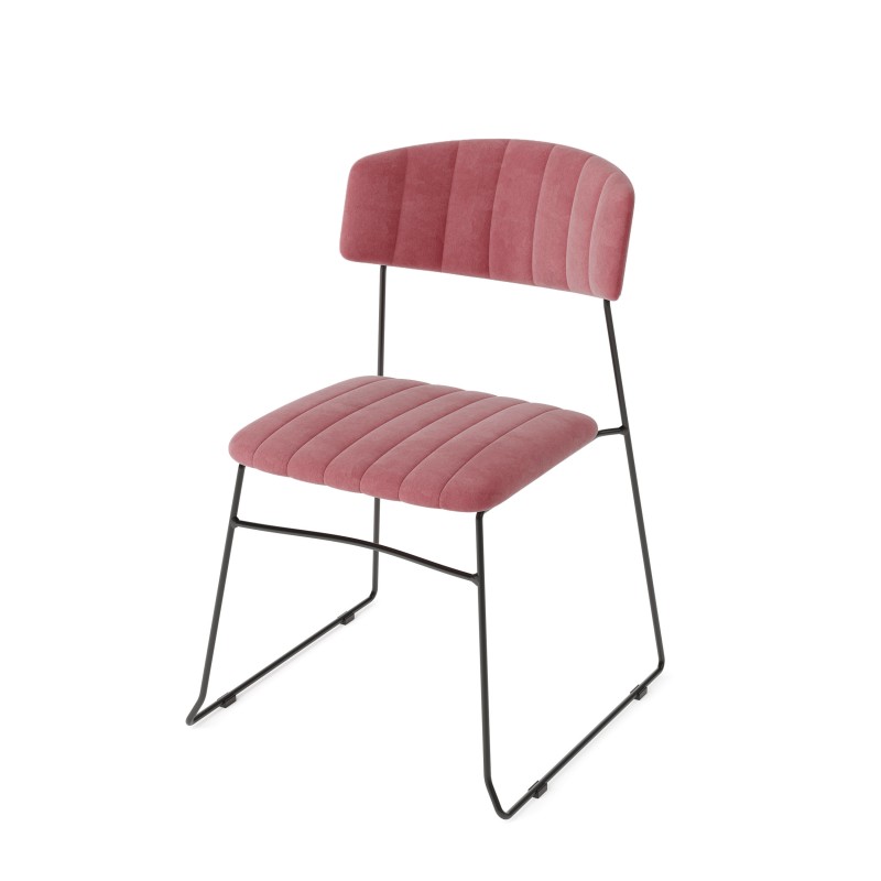 Veba - Mundo chaise empilable Rose revêtement en velours ignifuge