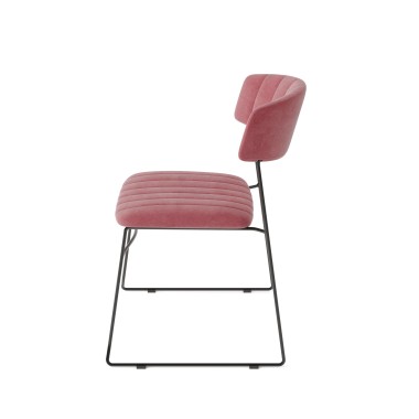 Veba - Mundo chaise empilable Rose revêtement en velours ignifuge