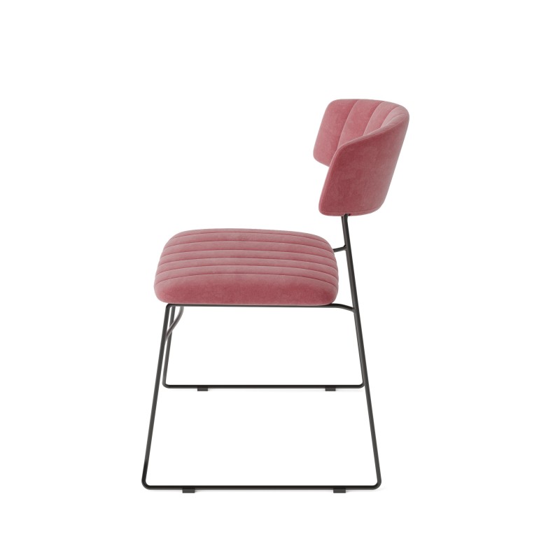 Veba - Mundo chaise empilable Rose revêtement en velours ignifuge