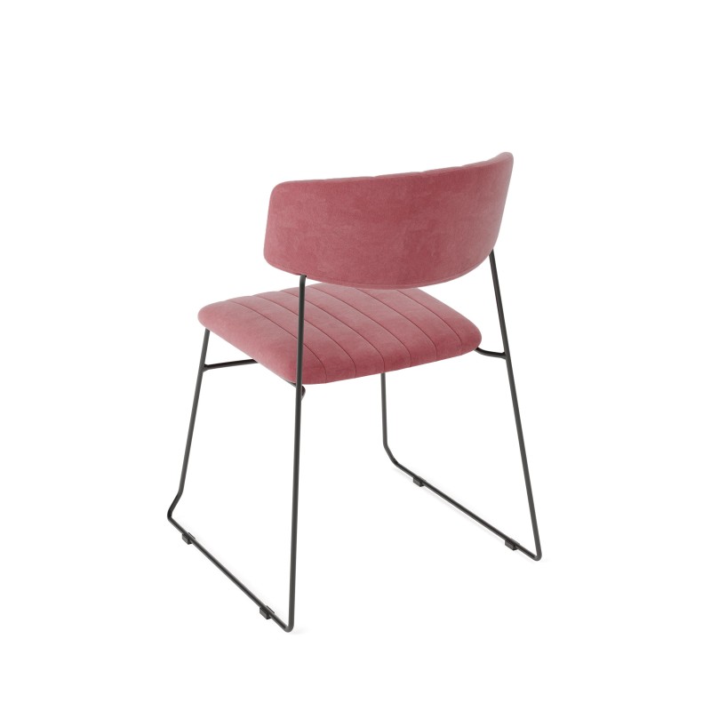 Veba - Mundo chaise empilable Rose revêtement en velours ignifuge