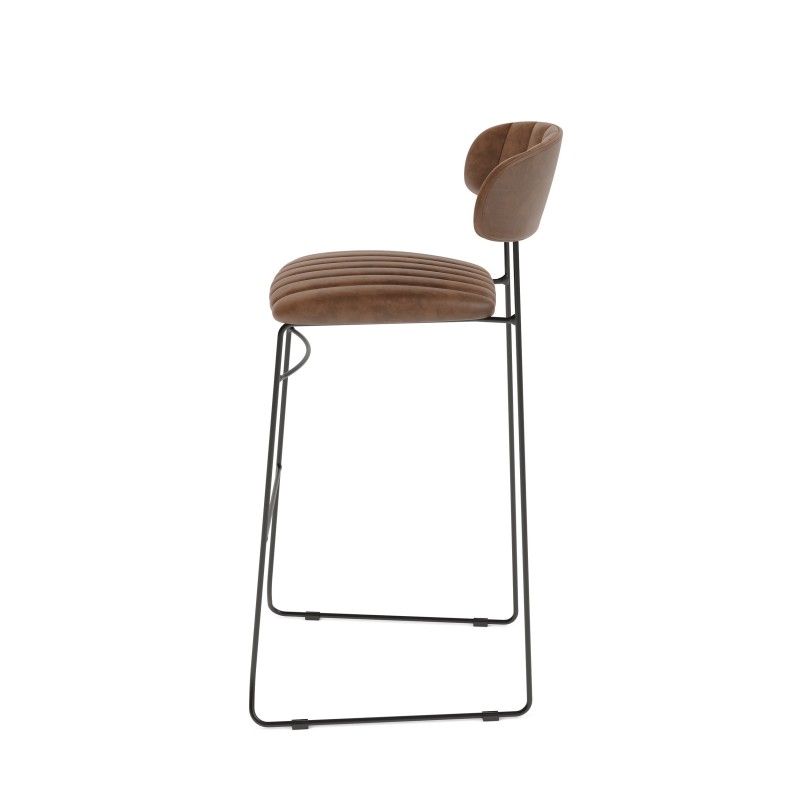 Veba - Mundo tabouret de bar Cognac revêtement en cuir synthétique ignifuge