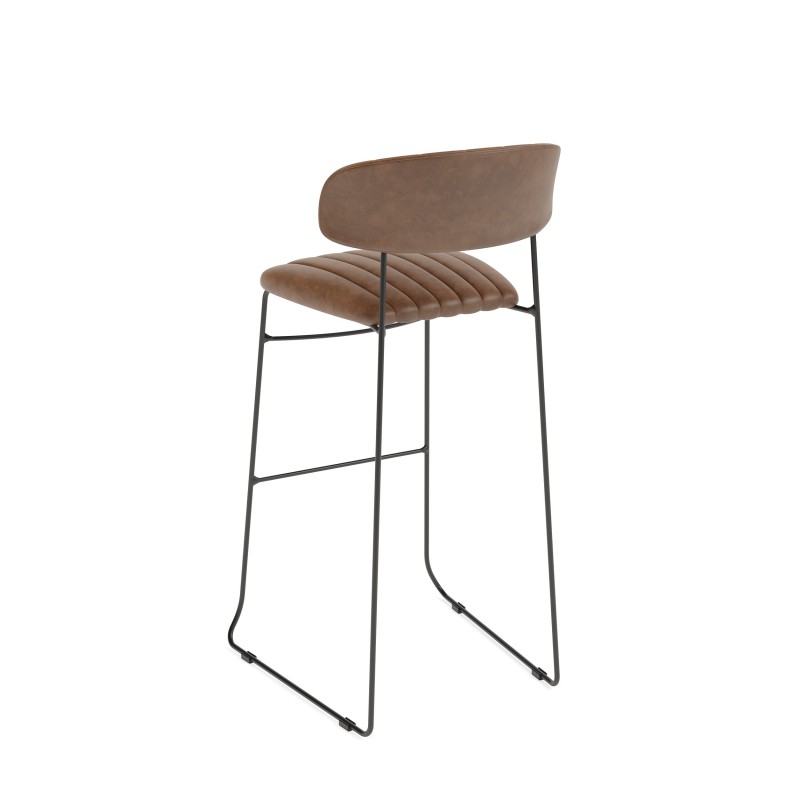 Veba - Mundo tabouret de bar Cognac revêtement en cuir synthétique ignifuge
