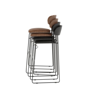 Veba - Mundo tabouret de bar Cognac revêtement en cuir synthétique ignifuge