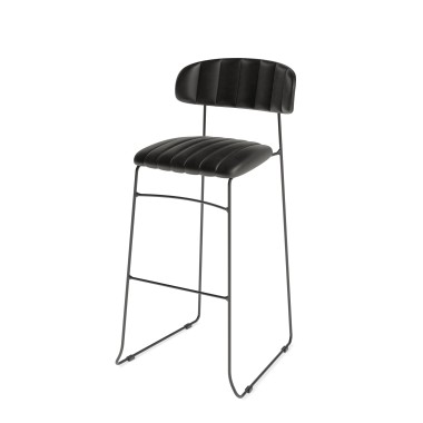 Veba - Mundo tabouret de bar Noir, revêtement en cuir synthétique ignifuge