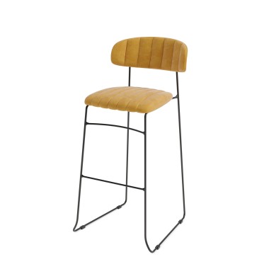 Veba - Mundo tabouret de bar Jaune revêtement en velours ignifuge