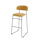Veba - Mundo tabouret de bar Jaune revêtement en velours ignifuge