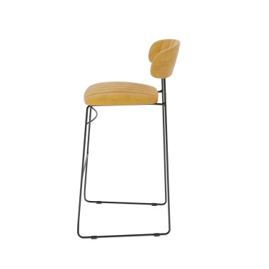 Veba - Mundo tabouret de bar Jaune revêtement en velours ignifuge