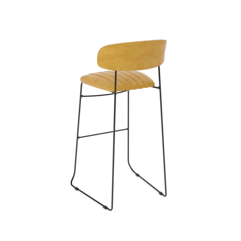 Veba - Mundo tabouret de bar Jaune revêtement en velours ignifuge