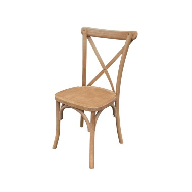 Veba - Crossback chaise empilable en bois massif Marron clair