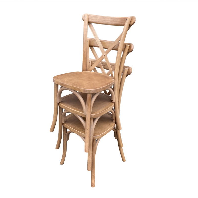 Veba - Crossback chaise empilable en bois massif Marron clair