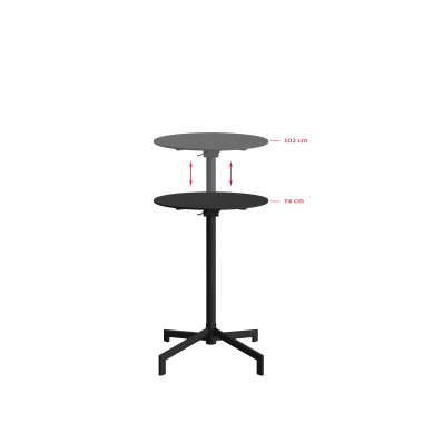 Veba - Versa table de terrasse/mange-debout | Ajustable en 2 hauteurs - Noir